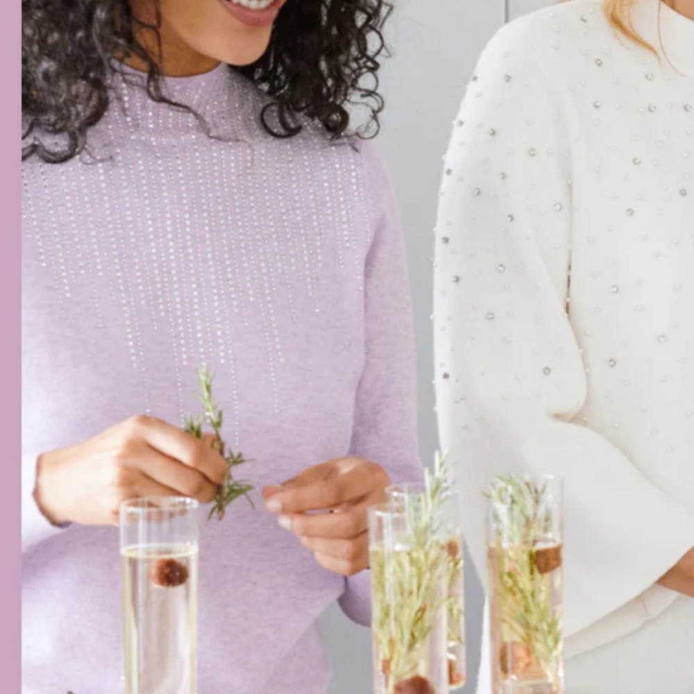 Laura Rhinestone Mock Neck Sweater Orchid Purple